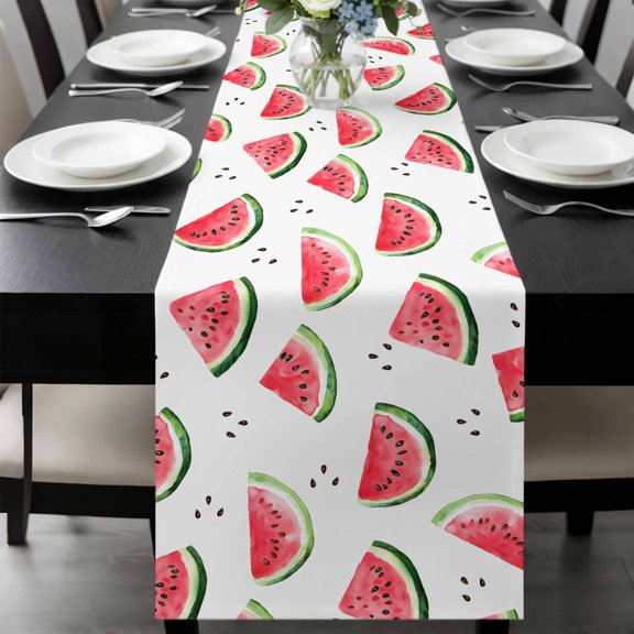 Summer Watermelon Table Runner 36 Inches Long, Modern Tropical Fruit Watercolor Kitchen Coffee Dining Table Decoration for Home Party Birthday Wedding Home Decor 13x36 Inches
