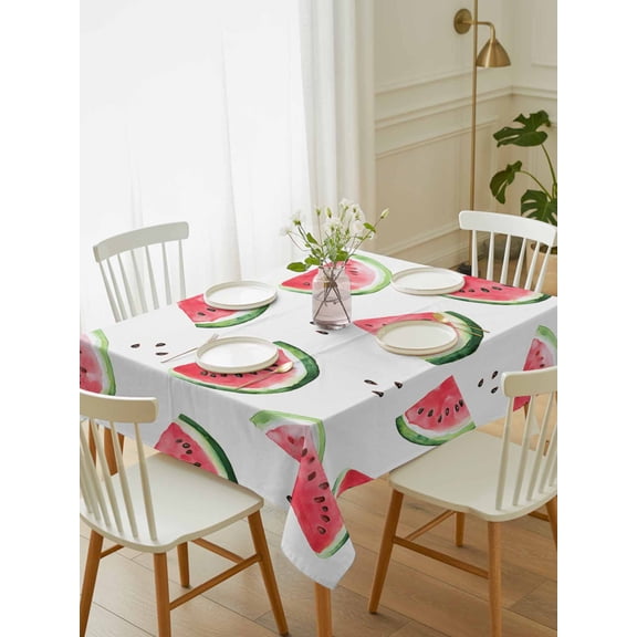 Summer Watermelon Tablecloth Rectangle Table Cloth 52x70, Waterproof Tablecloth Outdoor Table Cloth, Modern Tropical Fruit Watercolor Washable Table Cover for Kitchen Dinning Party