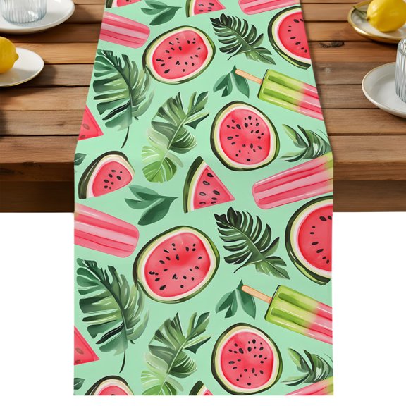 Summer Watermelon Tropical Fruit Table Runner Dresser Scarves, Table Runners 36 Inches Long,Non-Slip Washable Kitchen Dining Coffee Table Decor for Farmhouse Party Holiday Dinner