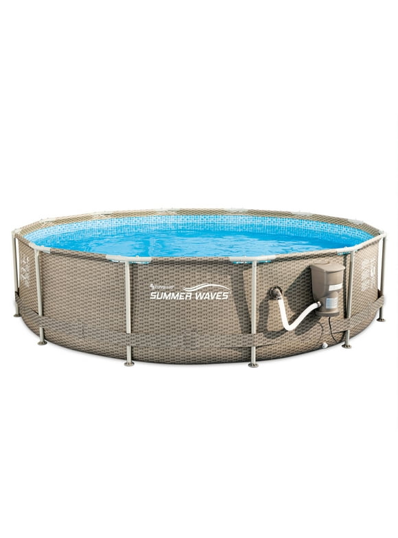 Summer Waves 12" x 30" Round Frame Above Ground Swimming Pool with Pump