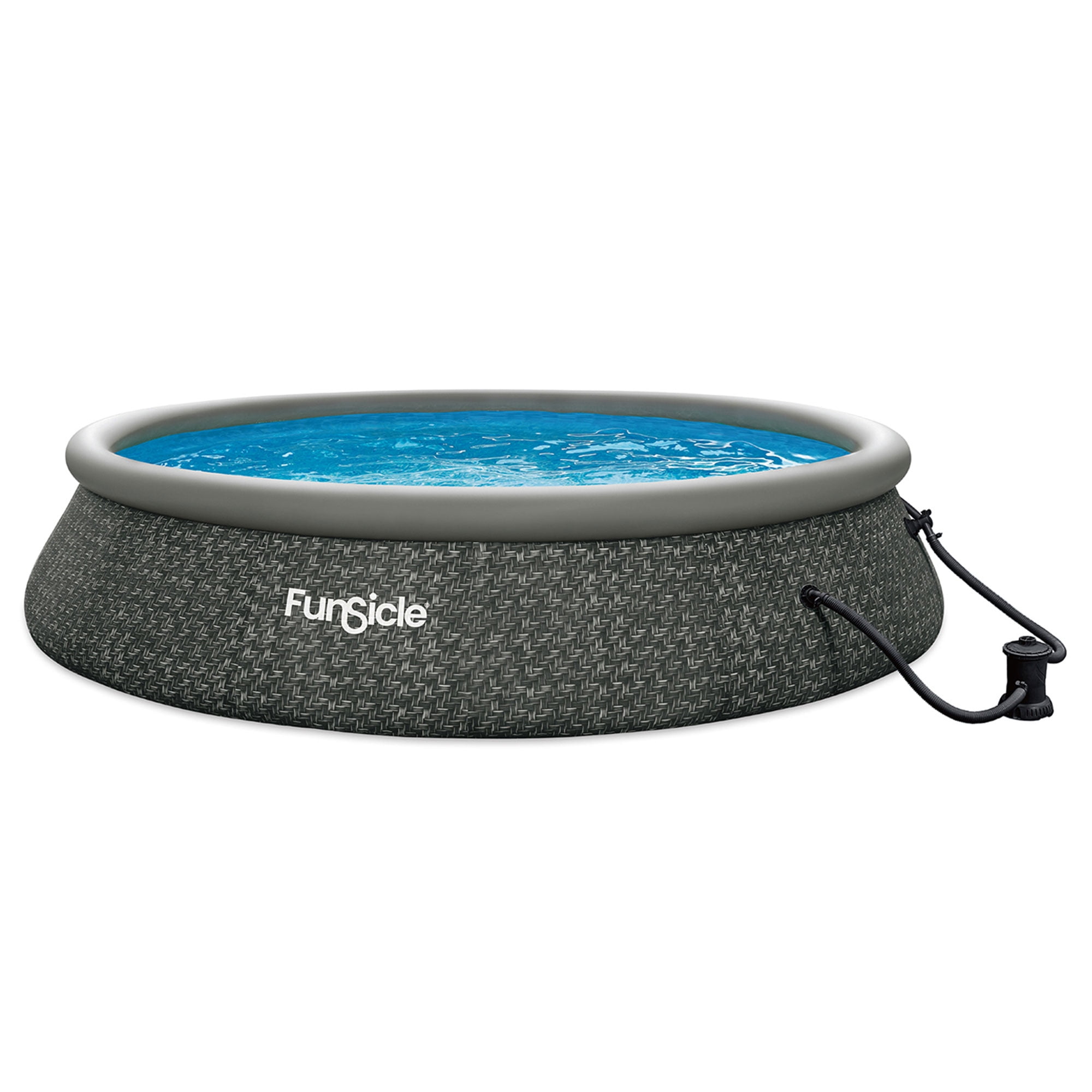 Open Box Funsicle 15' x 36'' Quick Set Above Ground Pool, Gray Herringbone