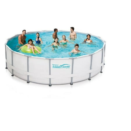 Summer Waves Elite 16' x 48" Round Premium Metal Frame Above Ground Swimming Pool with Deluxe Accessory Set