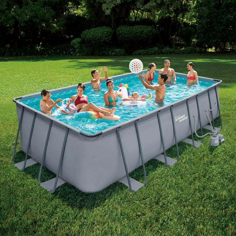pool Summer Waves 9.83-ft x 6.58-ft x 33-in Metal Frame Oval