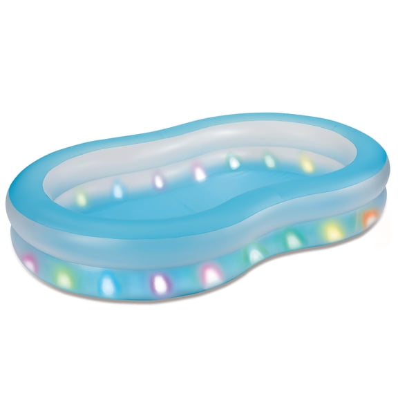 Summer Waves Free Form Inflatable Aqua Glow Family Pool with Color-Changing LED Lights, Adults, Unisex