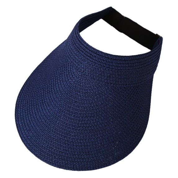 Summer Weave Sun Visor Adjustable Hat Wide Brim UV Protection Breathable Foldable Men Women Outdoor Beach Cycling Fishing Hollow Top Hat