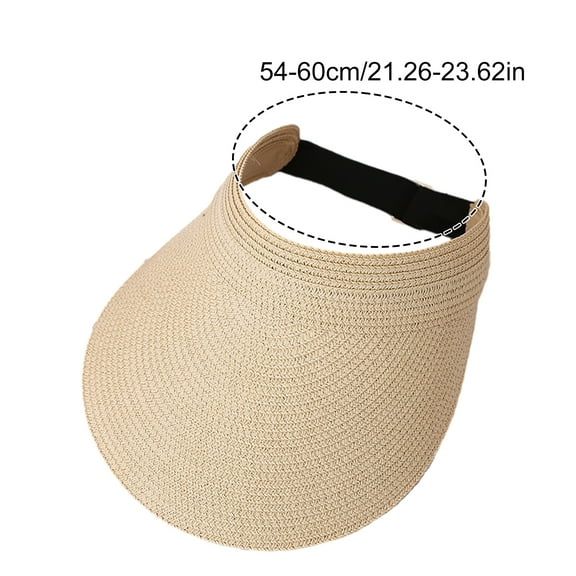 Summer Weave Sun Visor Adjustable Hat Wide Brim UV Protection Breathable Foldable Men Women Outdoor Beach Cycling Fishing Hollow Top Hat