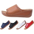 thumbnail image 1 of Summer Wedge Sandals for Women 2026 Platform Comfortable Arch Support Slides PU Leather Wedge Shoes Slip On Walking Sandals, 1 of 5