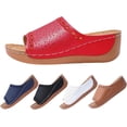 thumbnail image 1 of Summer Wedge Sandals for Women 2026 Platform Comfortable Arch Support Slides PU Leather Wedge Shoes Slip On Walking Sandals, 1 of 5