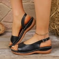 thumbnail image 1 of Summer Wedge Sandals for Womens Plus Size Fashion Versatile And Elegant Open-Toe Leather Wedge Heel Shoes Spring Style Trendy Casual Sandals., 1 of 9