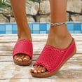 thumbnail image 1 of Summer Wedge Slippers Sandales for Womens Plus Size Casual Open Toe Solid Color Sandals Hollow One-Line Wedge Heel Slippers, 1 of 9