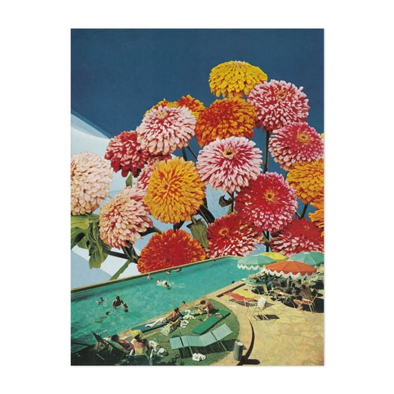 Summer Weekend - Los Angeles California Collage Surrealism Floral Vintage Summer Psychedelic Modern Art Pop Art Unframed Wall Art Print 12 x 16 inches