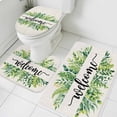 thumbnail image 1 of Summer Welcome Bathroom Rugs Set Green Eucalyptus Leaves Botanical Farm Linen Non Slip Absorbent Soft Bath Mats 3 Piece Set with Bathroom Rug, U-Shaped Floor Mat, Toilet Seat Cover Large Size, 1 of 9