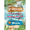 thumbnail image 1 of Summer Welcome To Beach Flip Flops Decorative Garden Flag, Coastal Tropical Palm Leaves Seagull Yard Outside Decorations, Hawaii Nautical Seasonal Outdoor Small Home Decor Double Sided 12.5 x 18, 1 of 6