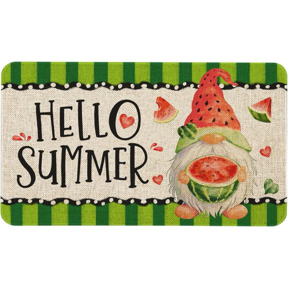 Summer Welcome Door Mat 30x17 Inch Gnomes Doormat for Indoor Outdoor Entrance Non-Slip Washable Floor Mats Summer Home Decor Rug
