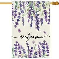 Summer Welcome Floral House Flag 28x40 Inch Double Sided Summer Large Yard Flag Spring Outside Outdoor Seasonal Burlap Flowers Flags Home Patio Decoration