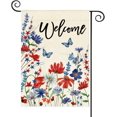 thumbnail image 1 of Summer Welcome Floral House Flag Spring Summer Florals Leaves Double Sided Large Yard Flag Heavy Duty Seasonal Flowers Butterfly Outdoor Outside Patio Decoration 12.5 x 18Inch, 1 of 4