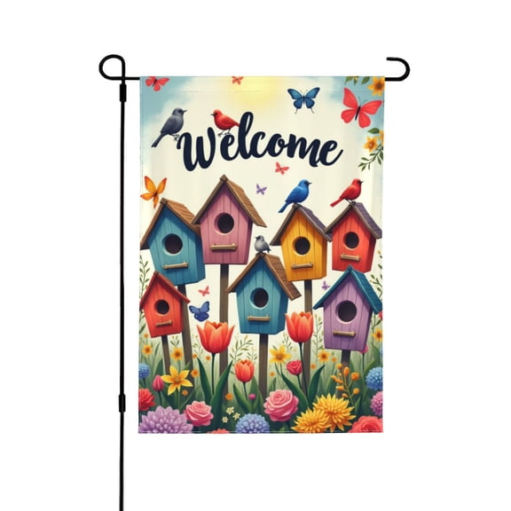 Summer Welcome Garden Flag For Outside 12×18 Colorful Birds On Tree Branch With Flowers And Leaves Banners Spring Garden Flag Double Sided Yard Flag House Holiday Outdoor Farmhouse Decoration