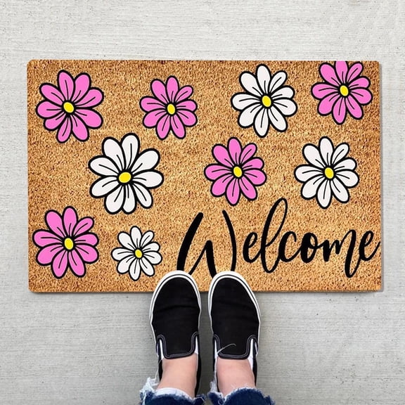 Summer Welcome Mat, Doormat Outdoor Entrance, Outdoor Door Mats for Outside Entry, Cute Welcome Mats for Front Door, Non Slip Decorative Front Door Mat, Cute Colorful Summer Welcome Mat 1Pcs