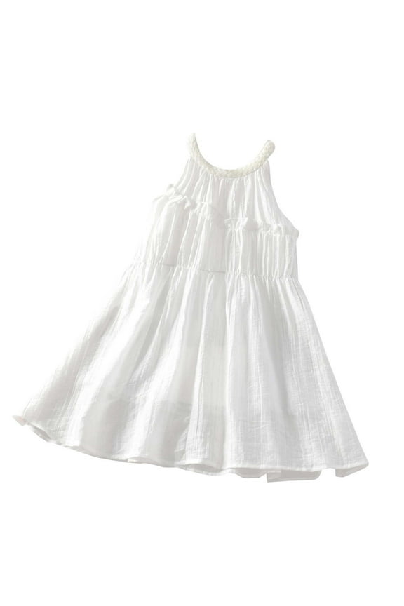 Summer Western Style Short Sleeved Floral Shawl Princess Dress for Girls – Lightweight Breathable Tie-Dye Beach Outfit with Macrame Tie Neck, Toddler Kids 18M-8Y Seaside Wear