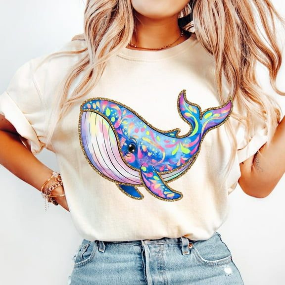 Summer Whale Shirt, Preppy Summer Vibes Tee, Neon Beach Shirt, Coastal Toddler Shirt, Retro Coquette Summer Shirt, Girly Ocean Outfit Tee