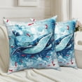 thumbnail image 1 of Summer Whale Throw Pillow Covers 16x16 Set of 2 Double-Sided Ocean Soft Decorative Cushion Covers, 1 of 5