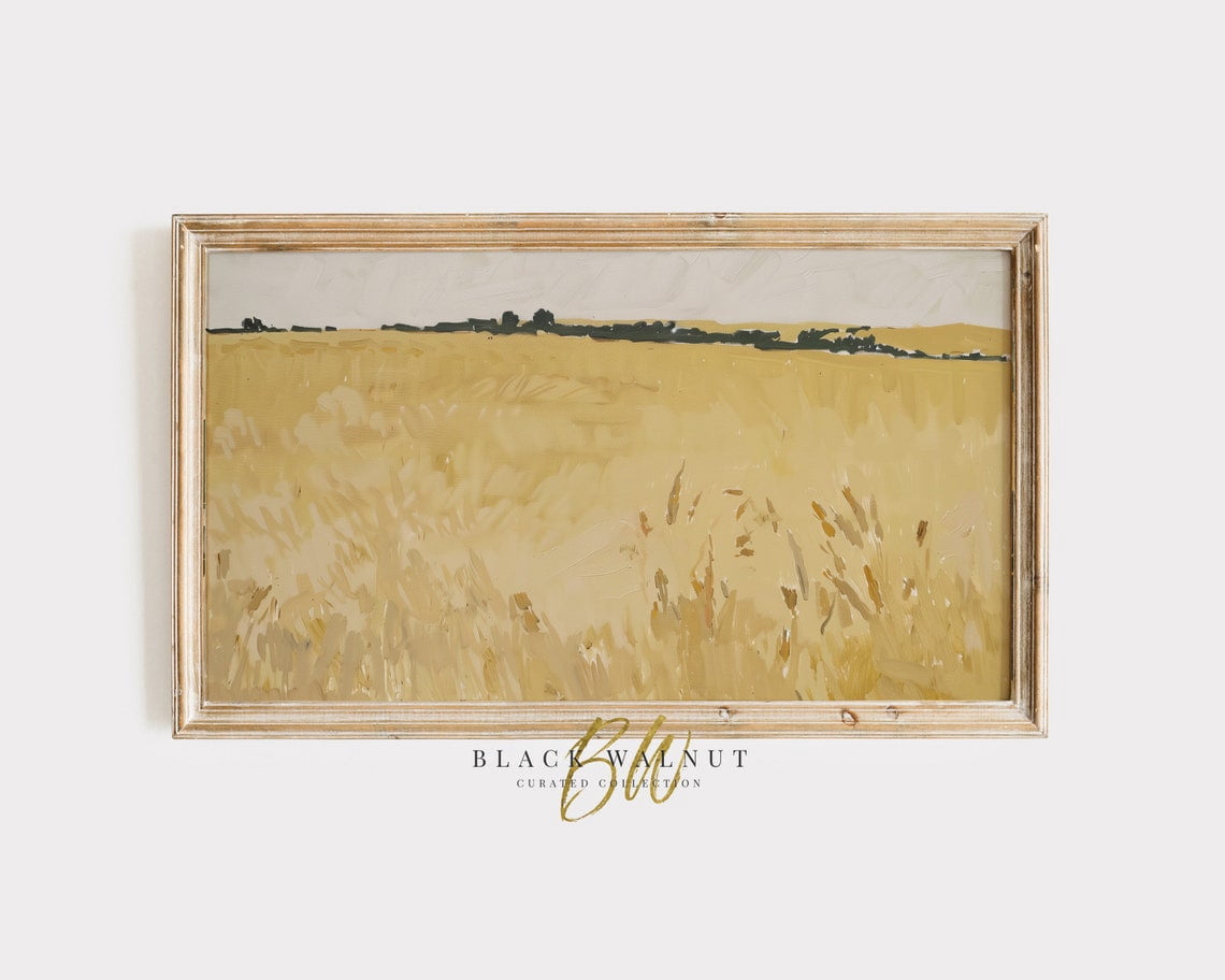 Screen Scaver Abstract Summer Wheat Field Wall Art, Fall Abstract Landscape, Neutral Minimal ...