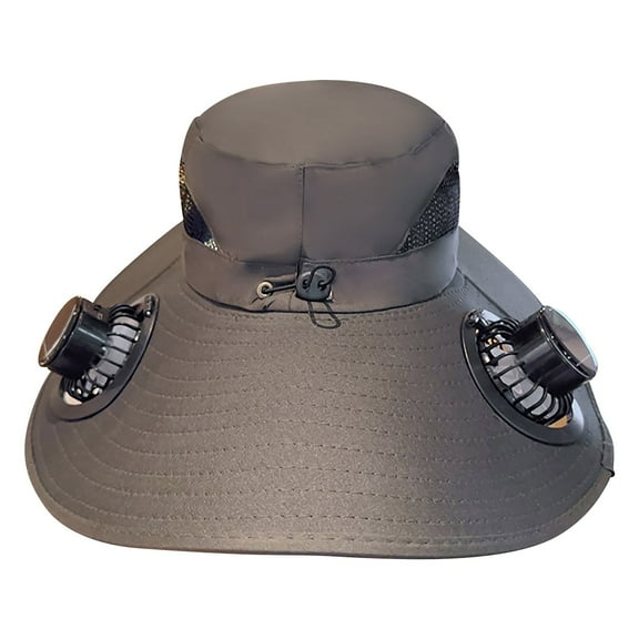Summer Wide Brim Solar Fan Hat Outdoor Fishing Hat with Fan Built in, Solar & USB Charging Bucket Hats for Mens Womens UPF 50  Breathable Wide Brim Bucket Hats UV Protection Hiking Cycling Hats