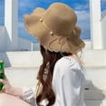 thumbnail image 1 of Summer Wide Brim Straw Hat with Bow - Beach Vacation Gardening Outdoor Uv Protection (Foldable & Stylish) Clearance, Yubnlvae Spring Summer Mesh Sunshade Hat Flower , Khaki2, One Size, 1 of 3