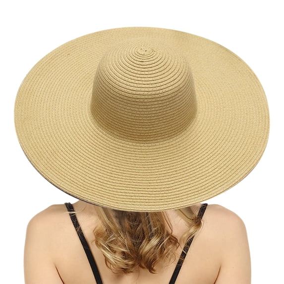 Summer Wide Brim Straw Hat For Women Beach Foldable Ladies Sun Cap