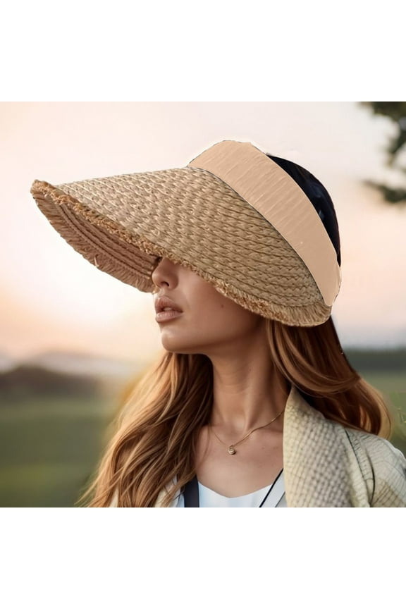Summer Wide Brim Straw Hat With Open Top For Women Travel Hats Fedora Hats Women Beach Hats Floppy Phrase Women Hat Stylish Hats with Bows Woman Hats Summer Rain Hats for Men Leopard Roll up Bow Visor