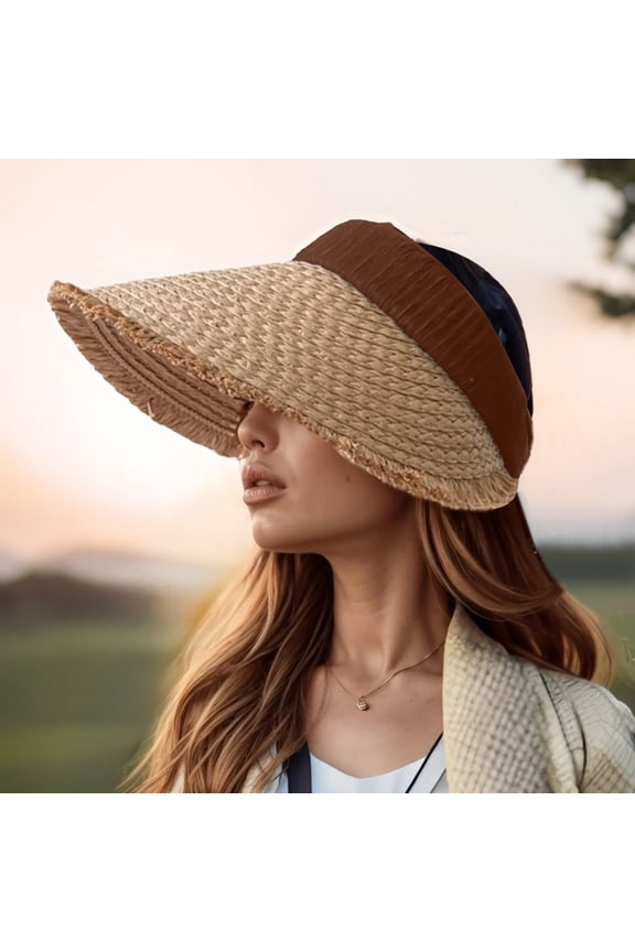 Summer Wide Brim Straw Hat With Open Top For Women Walking Hats for Men Padres Visor Lightweight Visors for Women Mens Hats Summer Travel Beach Mens Floppy Hat Fall Style for Women Clout Visor Craft