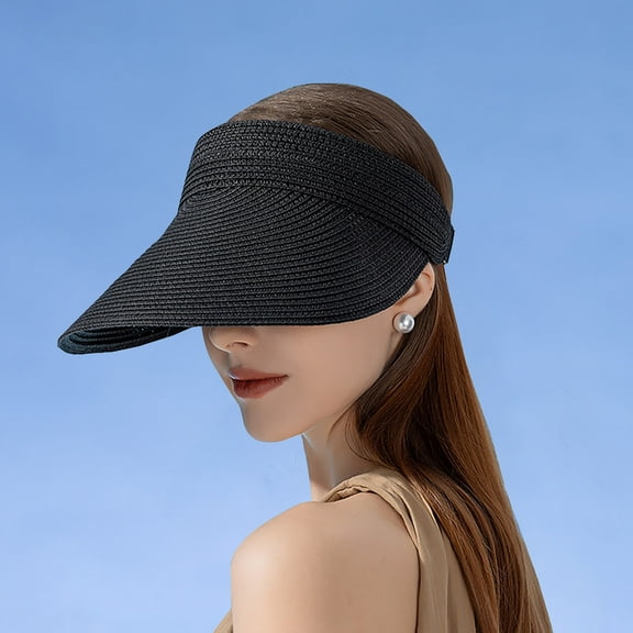 Summer Wide Brim Straw Visor Sun Hat Beach Cap Wheels up Hat Shade Hat Sunshade Hat Women Women Summer Hats Fashion Fedora Hat Women Large Fit Wide Rim Hat Men Women Hats for Summer Hats for Women