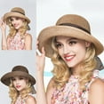 thumbnail image 1 of Summer Wide Brim Sun Hat Sunscreen Cap Bow Foldable Solid Color Straw Hat, 1 of 6