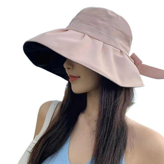 Summer Wide Brim Women Cap Sun Hat with Bow Foldable Soft Texture Windproof,Fashion And Elegant,Suitable For Travel
