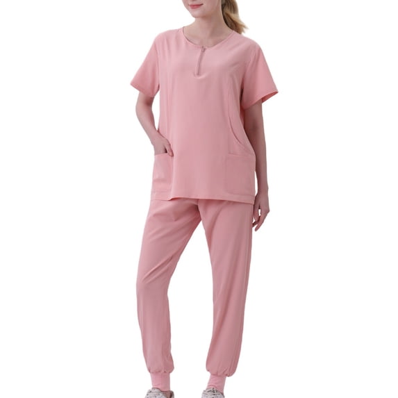 Summer Wide Leg Pants for Women Linen Pants Suits for Women 2 Piece Clothing Set Female V-Neck Short Sleeve Tops Pants Sets Long Pant Style S_330 Women's Tracksuits Pinks XXL
