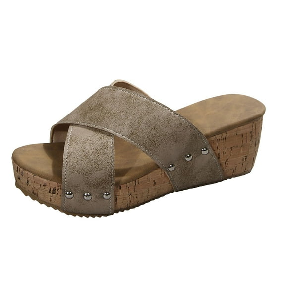 Fukaraa Women's Wedding Sandals Wide Width Platform Wedge Open Toe Summer Dressy