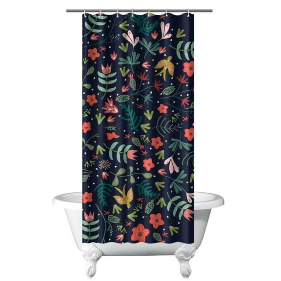 Summer Wildflower and Bee Shower Curtain 36x72 Inches, Quick-Dry Polyester with Nature Bloom Print
