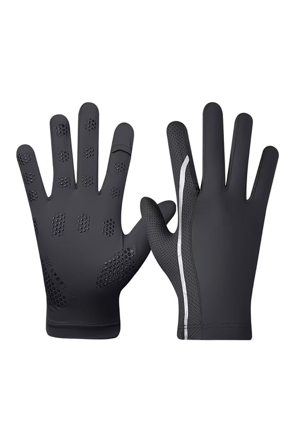 Summer Windproof Fingerless Gloves for Men and Women - Breathable Quick-Drying Ice Silk, Adjustable Wrist Strap, Lightweight for Outdoor Activities (Black/White)