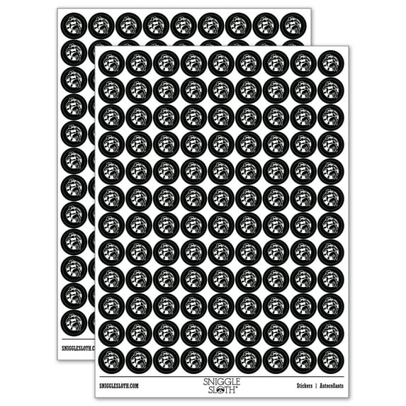 Summer Woman in Swimsuit Floating 200+ Round Stickers - Black - Matte Finish - 0.50" Size