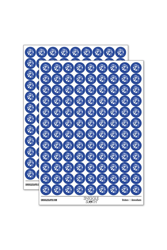Summer Woman in Swimsuit Floating 200+ Round Stickers - Dark Blue - Gloss Finish - 0.50" Size