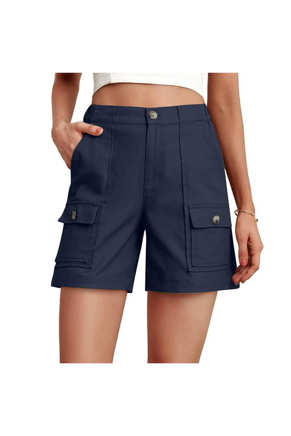 Summer Women Cargo Bermuda Shorts Knee Length Long Shorts with Pockets Casual Baggy Wide Leg Hiking Outfits