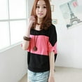 thumbnail image 1 of Summer Women Cotton O Neck Striped T-Shirt Batwing Sleeve Short Sleeve Casual Tee Shirt Female, 1 of 1