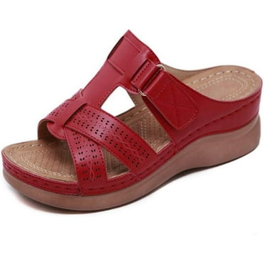 Summer Women Flat Sandals Buckle Strap Ladies Slides Comfortable Home Beach Slip on Wedges Shoes Plus Female Slippers (Color : D, Size : 36)