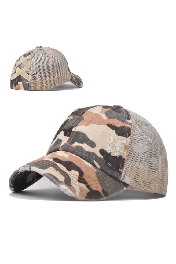 Summer Women Girl Ponycap Messy Bun Ponytail Adjustable Cotton Baseball Cap Hat