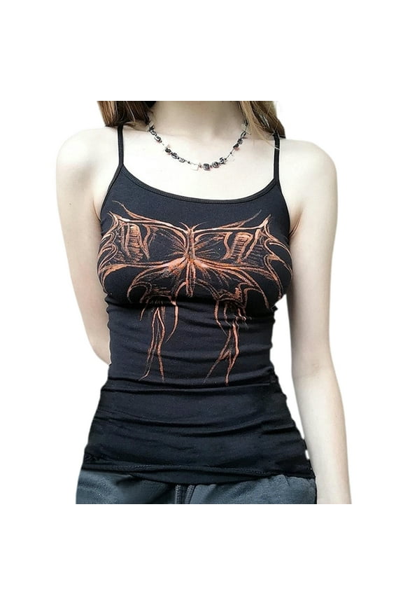 Summer Women Graphic T Shirts Cute Kawaii Sleeveless Camisole Gothic Clothes y2k E Girl Punk Style Camis
