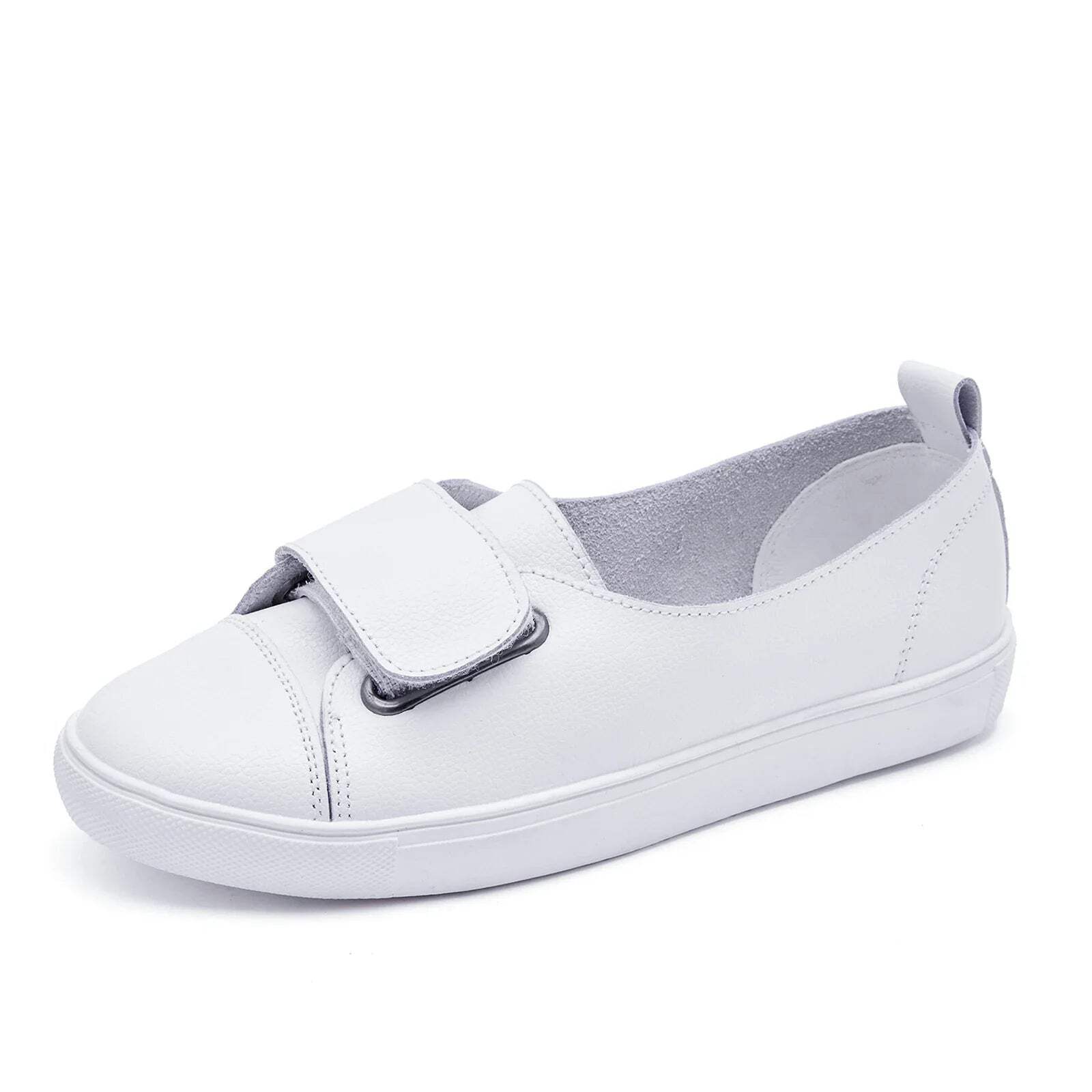 Summer Women Loafers Flats Lady Slip on White Genuine Leather Moccasins