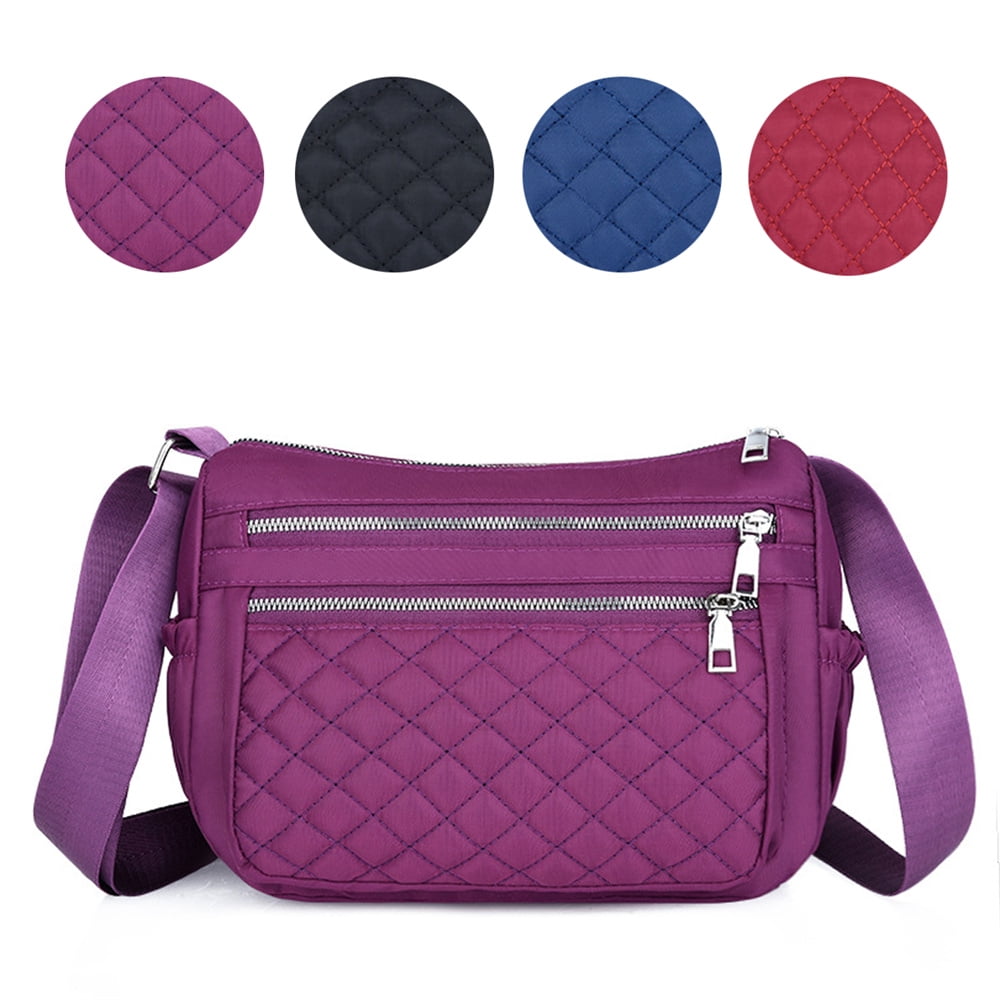 Lua Designs Messenger Bag Handbag in Purple Seaside Stripe