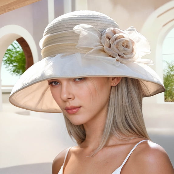Summer Women Outdoor Floral Elegant Sun Hat Beret for Beach Travel Garden Party