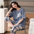 thumbnail image 1 of Summer Women Pajama Sets Cartoon Print Sleepwear Short Sleeve+Pants 2Pcs Suit Loungewear Casual Home Clothing Female Homewear, 1 of 7