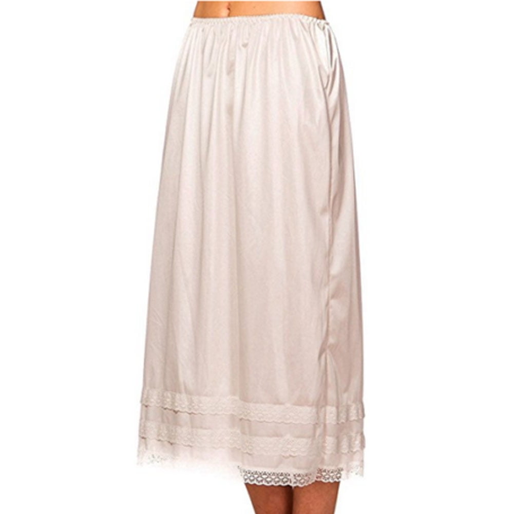 Women Solid Satin Long Skirt Elasticated Waist Elegant Banquet Part